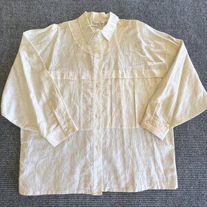 Oscar De La Renta Expressions Lagenlook Women’s Ivory Button-Up Shirt Vintage 12